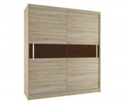 Velká šatní skříň CRAFTON 133 cm s posuvnými dveřmi DUB SONOMA/HNĚDÝ LESK